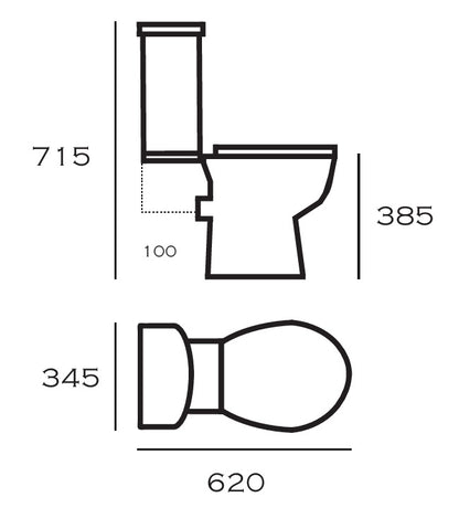 VRB Aqua Close Coupled Oval Rimless Toilet 1004R_HD