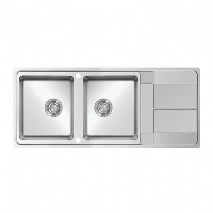 UKinox AS 1160.500.20 Polished 2 Bowl Stainless Steel inset kitchen sink