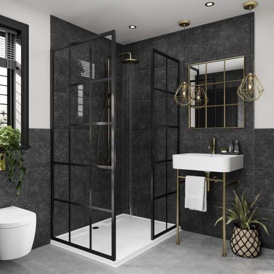 Multipanel Large Tile Collection Black Mineral Shower Panels 598x2400 MT490