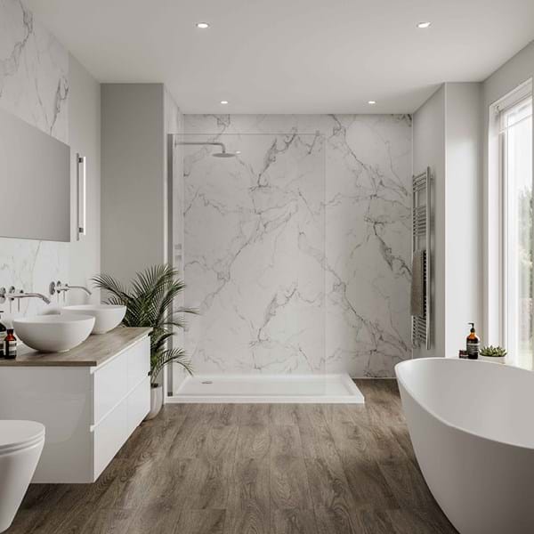 Multipanel Linda Barker Calacatta Marble Shower Panels 3460