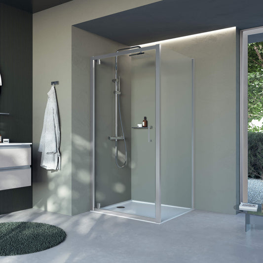 Novellini CLICK G 6mm Pivot Shower Door, Silver or Matt Black
