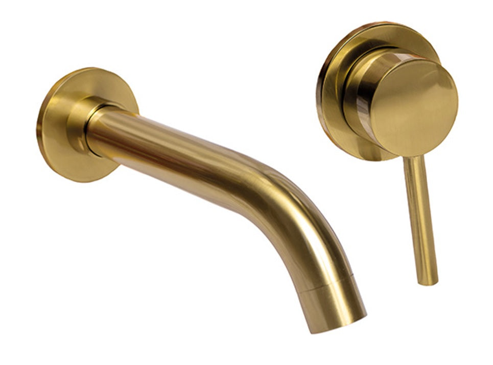 VRB Swerve Concealed Wall Basin Mixer Tap Brushed Gold 150/210/260mm spout