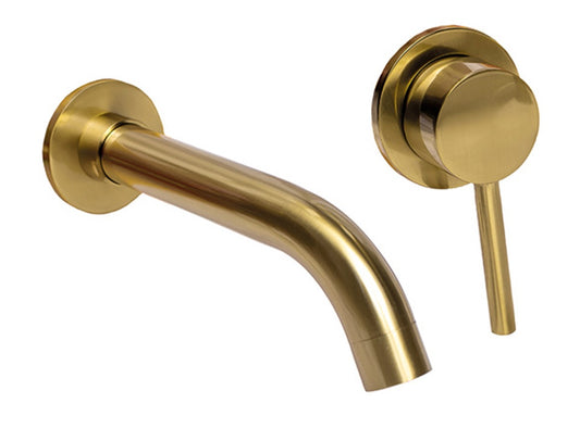VRB Swerve Concealed Wall Basin Mixer Tap Brushed Gold 150/210/260mm spout