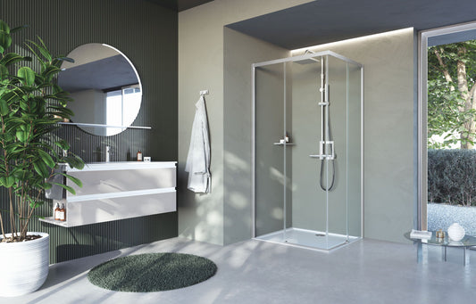 Novellini CLICK AH, 6mm CORNER ENTRY ENCLOSURE, 2 SLIDING DOORS + 2 FIXED PANELS