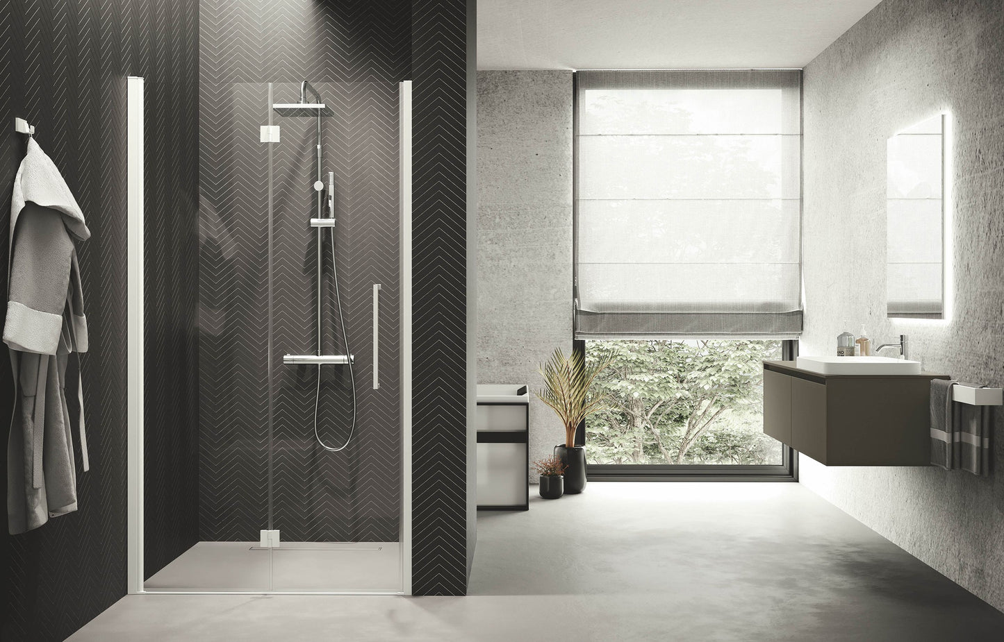 Novellini Young 1AS Shower door, 1 hinged folding door Chrome