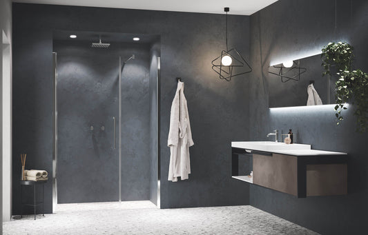Novellini Young G+F in linea + F shower door + 1 Fixed Panel inline  Chrome