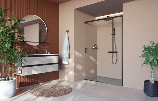Novellini CLICK PH, 6mm SHOWER DOOR, 1 SLIDING DOOR + 1 FIXED PANEL IN LINE