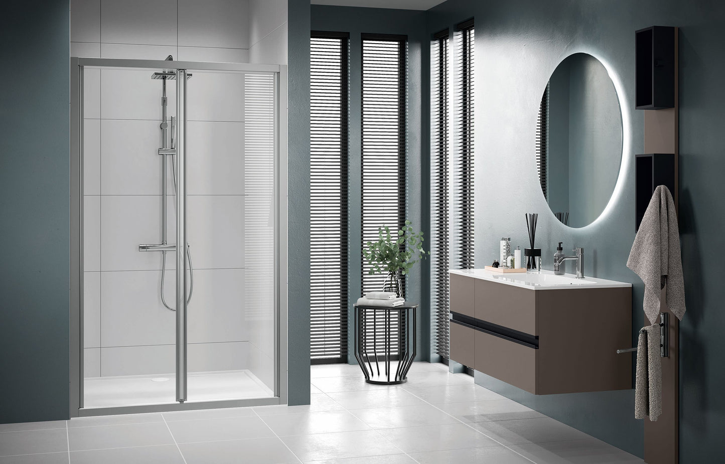 Novellini Lunes S, Folding Shower Door Chrome 80-100cm