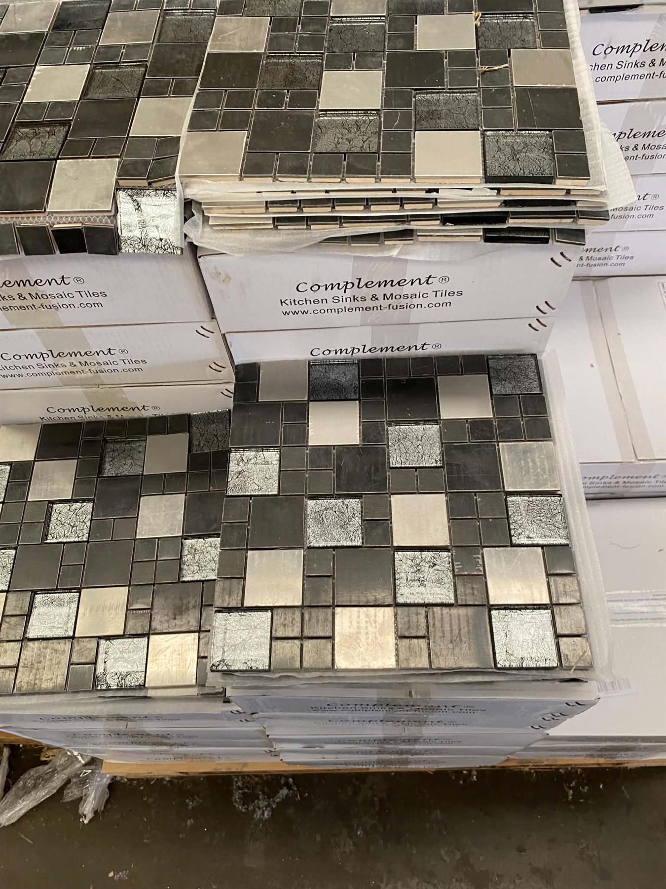 90 square meters  Black & Silver Metallic Random Mix Glass Mosaic Tile Sheet (MT0002)