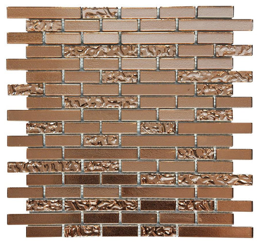 Copper Lava & Plain Glass Brick Mosaic Tiles (MT0198)
