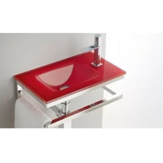 RED GLASS COUNTERTOP WASHBASIN 50X30X11CM (3012RJ) SP0081