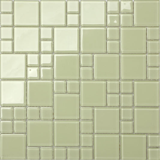 Light Green Glass Modular Mix Mosaic Tiles (MT0024)