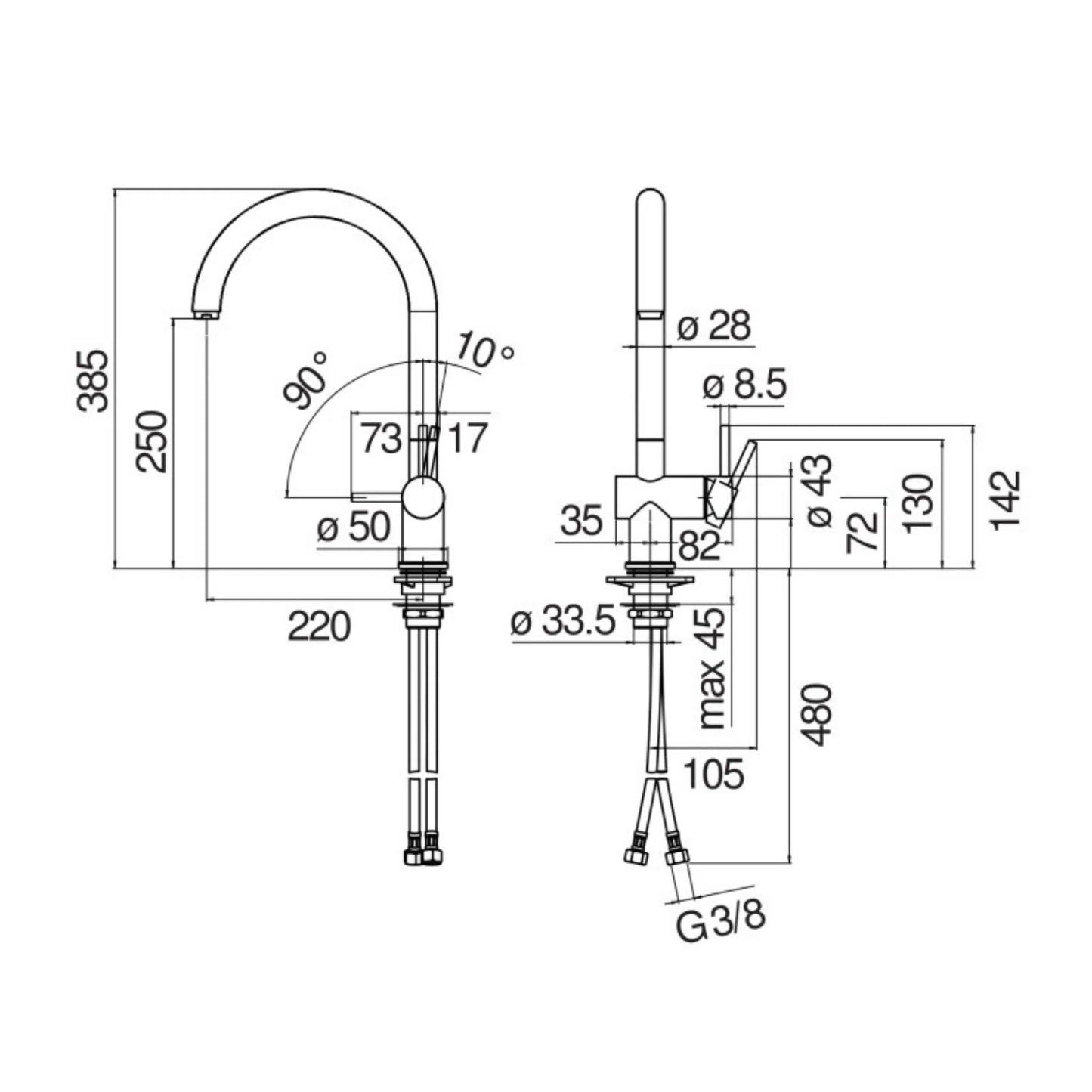 Alveus Cadit 40 Carbon sink & Nobili Live J spout tap matt black
