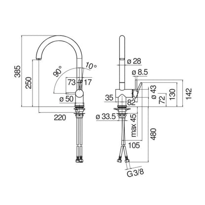 Alveus Cadit 40 Carbon sink & Nobili Live J spout tap matt black