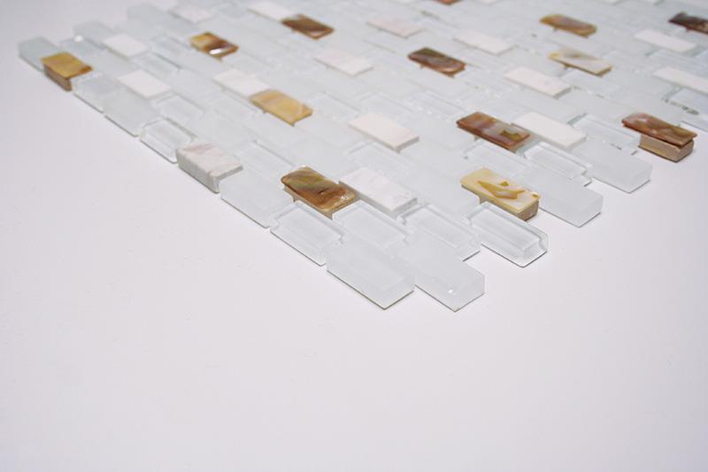 Mother of Pearl, Stone & White Glass Mosaic Wall Tiles (MT0148)