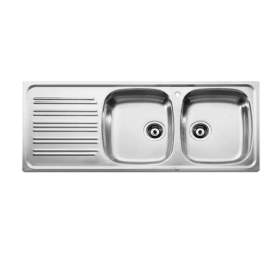ROCA  J-180 stainless steel DOUBLE BOWL RIGHT sink with drainer 1200 X 490 (SP0111)