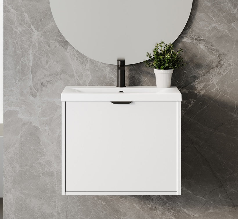 Eterna Gloss White PVC 600mm Rigid Wall Hung Unit With Waterfall Style Handles SP600WH_WHITE