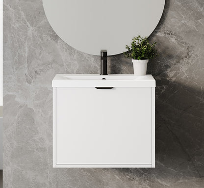 Eterna Gloss White PVC 600mm Rigid Wall Hung Unit With Waterfall Style Handles SP600WH_WHITE
