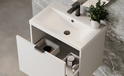 Eterna Gloss White PVC 600mm Rigid Wall Hung Unit With Waterfall Style Handles SP600WH_WHITE