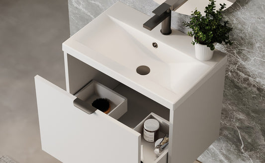 100% WaterProof VRB Eterna Gloss White PVC 500mm Rigid Wall Hung Vanity Unit SP500WH_WHITE