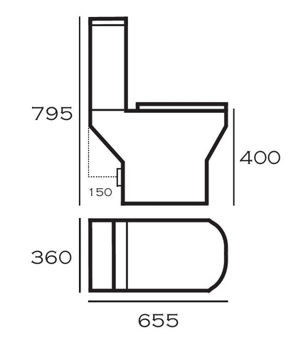VRB Fusion Close Coupled Round Rimless Toilet