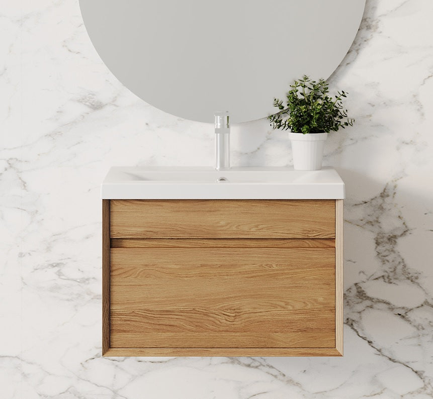 Haven Honeywood PVC 500mm Rigid Wall Hung Unit Woodgrain Style Handleless WG500WH_HW