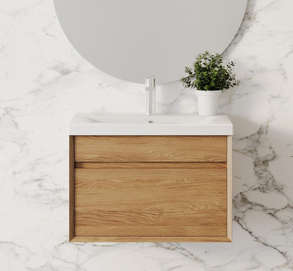 Haven Honeywood PVC 500mm Rigid Wall Hung Unit Woodgrain Style Handleless WG500WH_HW