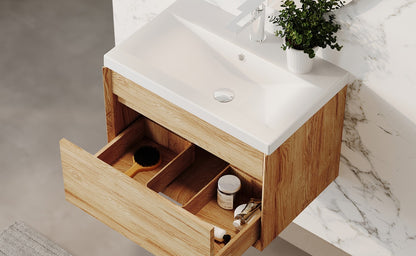 Haven Honeywood PVC 500mm Rigid Wall Hung Unit Woodgrain Style Handleless WG500WH_HW