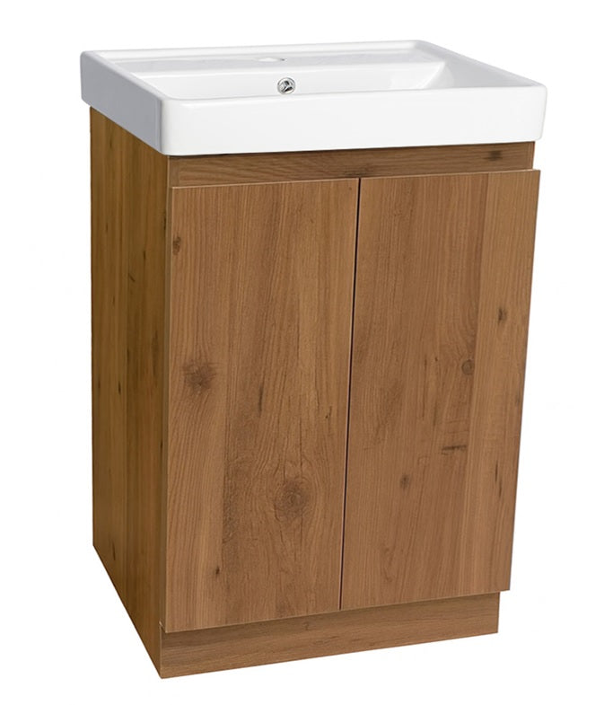100% WaterProof VRB Haven Honeywood PVC 600mm Rigid Floor Standing Vanity Unit WG600FS_HW