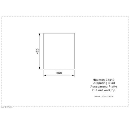 Reginox Houston 34x40 Inset/Undermount 1 bowl SS Kitchen Sink