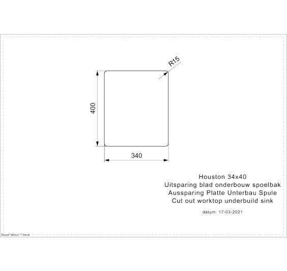 Reginox Houston 34x40 Inset/Undermount 1 bowl SS Kitchen Sink
