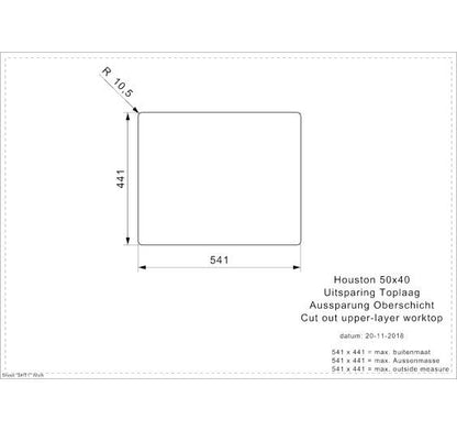 Reginox Houston 50x40 Inset/Undermount 1 bowl SS Kitchen Sink