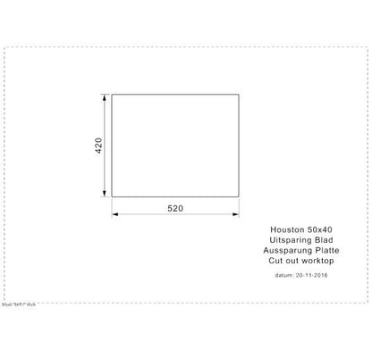 Reginox Houston 50x40 Inset/Undermount 1 bowl SS Kitchen Sink