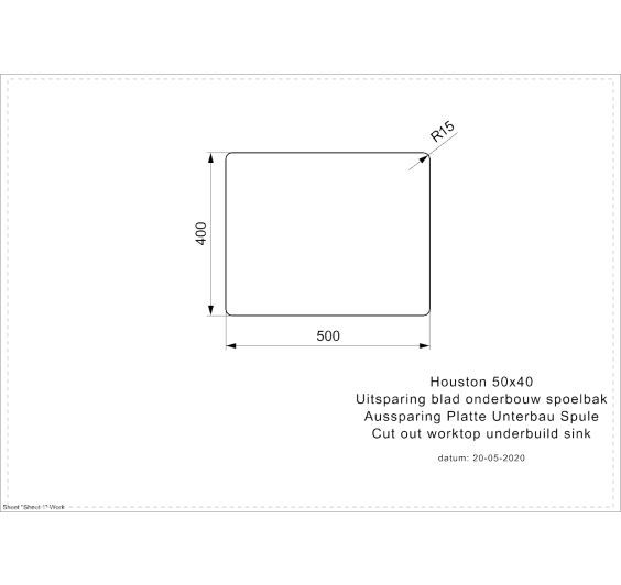 Reginox Houston 50x40 Inset/Undermount 1 bowl SS Kitchen Sink
