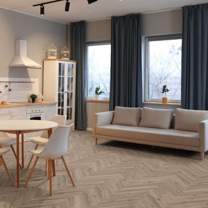 LVT Flooring Lignum Core Mocha Oak Herringbone - Pack Size: 2.23m²