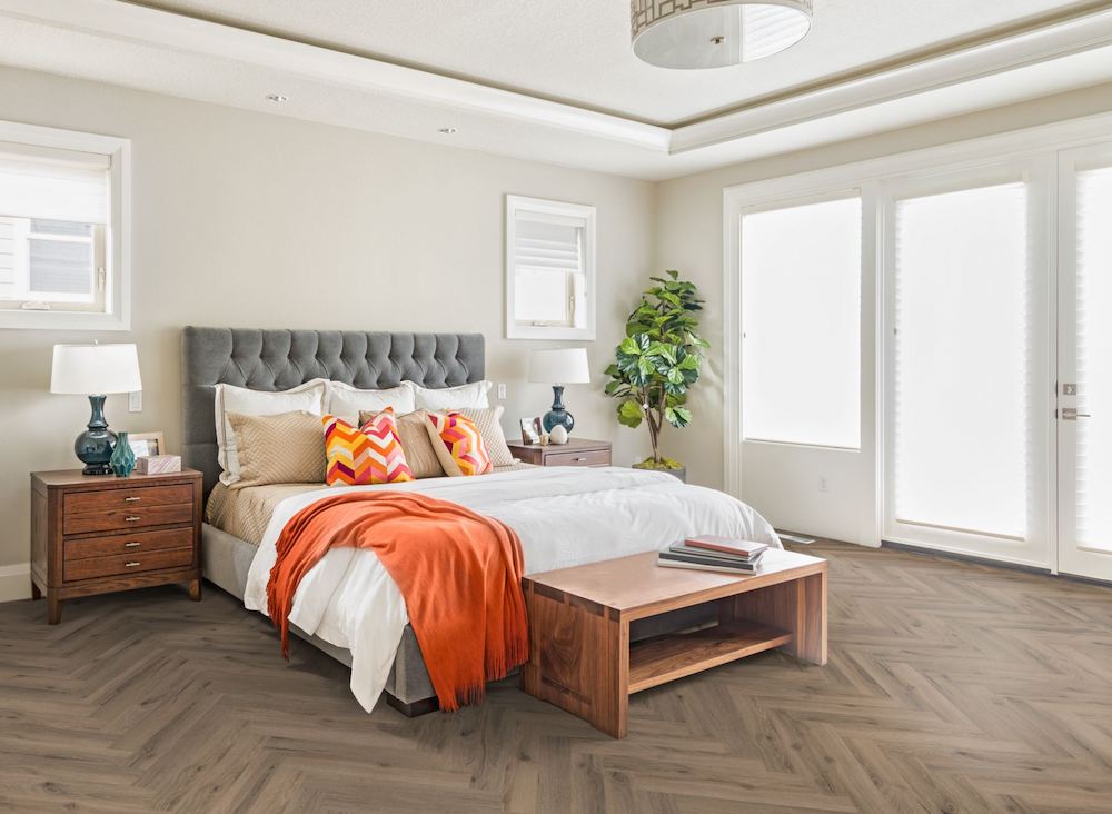 LVT Flooring Lignum Core Mocha Oak Herringbone - Pack Size: 2.23m²