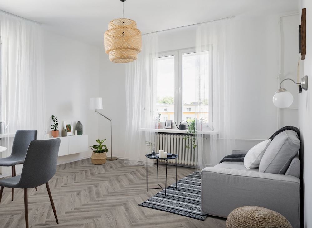 LVT Flooring Lignum Core Rustic Grey Oak Herringbone - Pack Size: 2.23m²