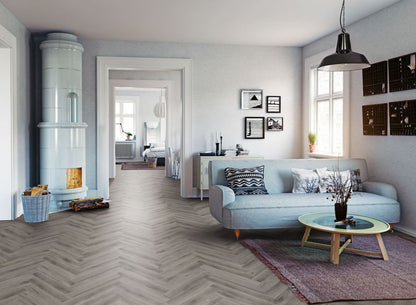LVT Flooring Lignum Core Rustic Grey Oak Herringbone - Pack Size: 2.23m²