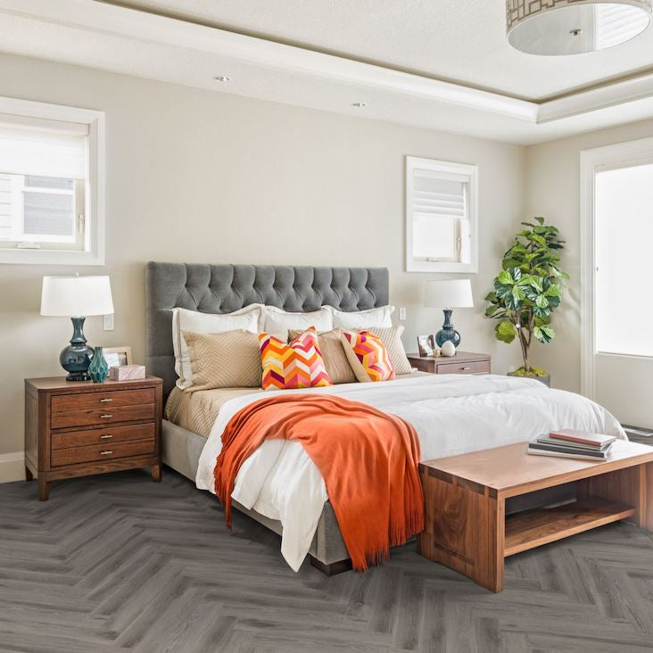 LVT Flooring Lignum Core Rustic Grey Oak Herringbone - Pack Size: 2.23m²