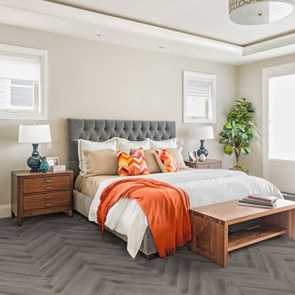 LVT Flooring Lignum Core Rustic Grey Oak Herringbone - Pack Size: 2.23m²