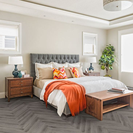 LVT Flooring Lignum Core Rustic Grey Oak Herringbone - Pack Size: 2.23m²