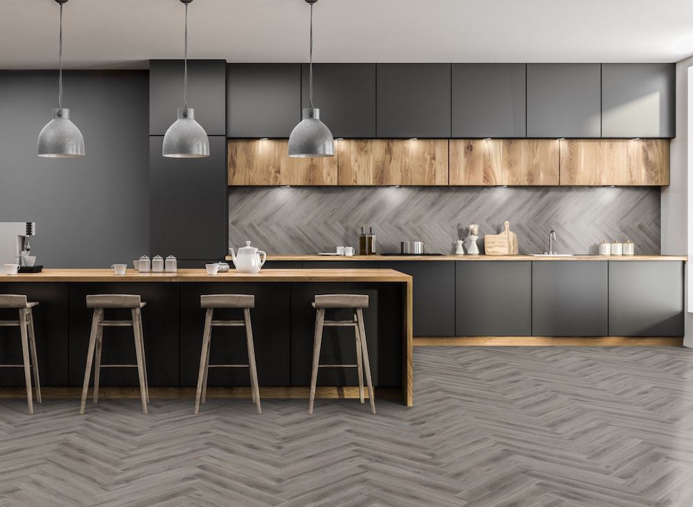 LVT Flooring Lignum Core Rustic Grey Oak Herringbone - Pack Size: 2.23m²