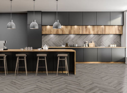 LVT Flooring Lignum Core Rustic Grey Oak Herringbone - Pack Size: 2.23m²