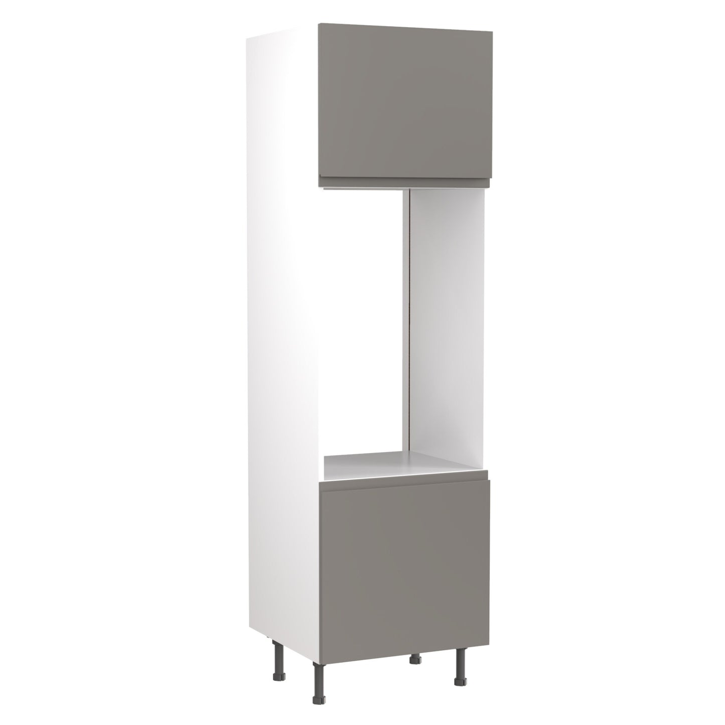 J-Pull Super Gloss Dust Grey Base Kitchen Cabinets with UNICLIC Technology, Flat packed