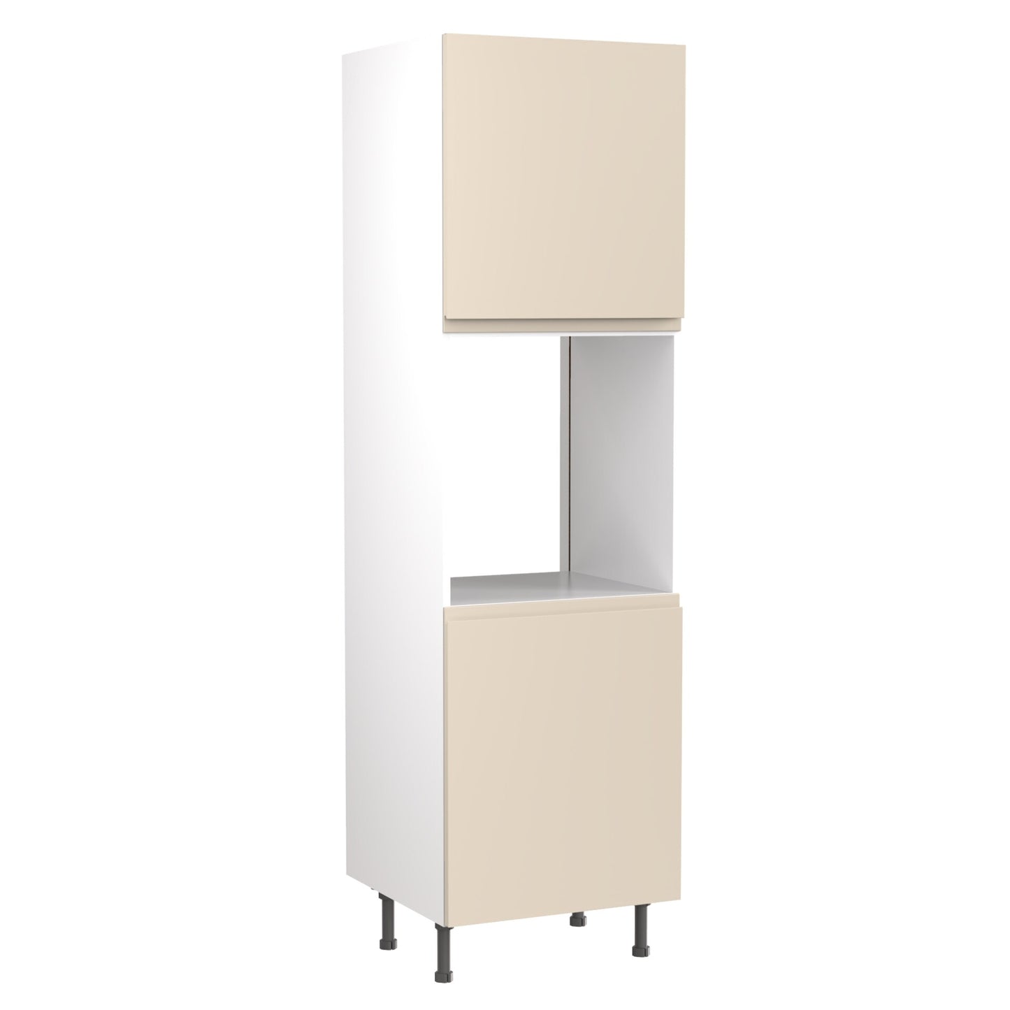 J-Pull Super Gloss Cashmere Base Kitchen Cabinets with UNICLIC Technology, Flat packed