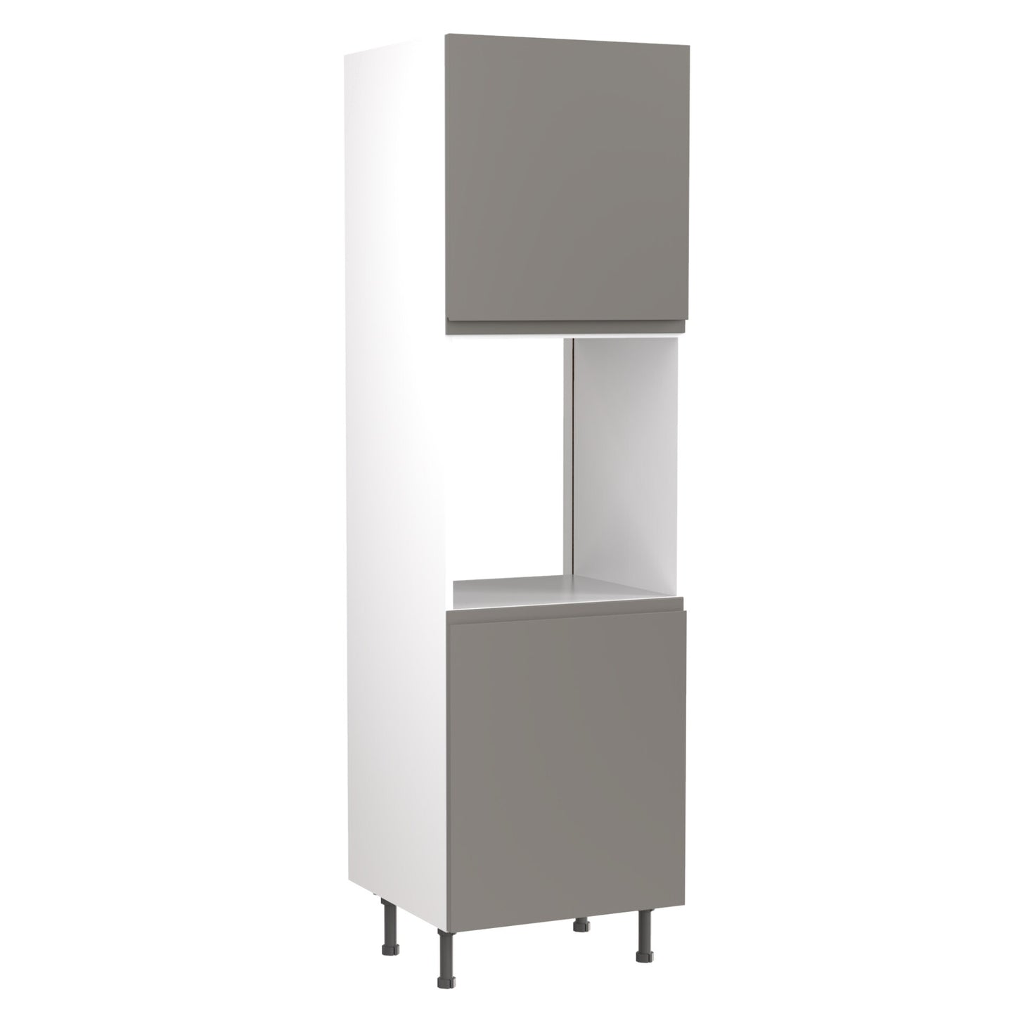 J-Pull Super Gloss Dust Grey Base Kitchen Cabinets with UNICLIC Technology, Flat packed