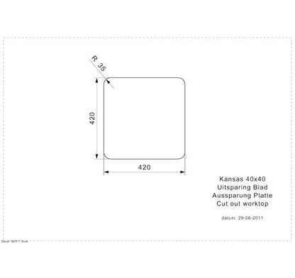 Reginox Kansas 40x40 L Inset/Undermount Extra deep bowl SS Kitchen Sink
