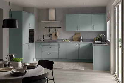 Shaker UltraMatt Sage Green Wall Kitchen Cabinets with UNICLIC Technology, Flat packed