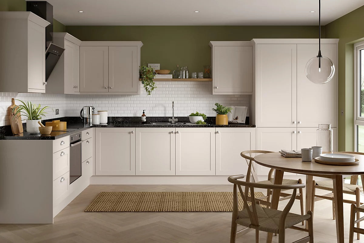 Shaker UltraMatt Cashmere Wall Kitchen Cabinets with UNICLIC Technology, Flat packed