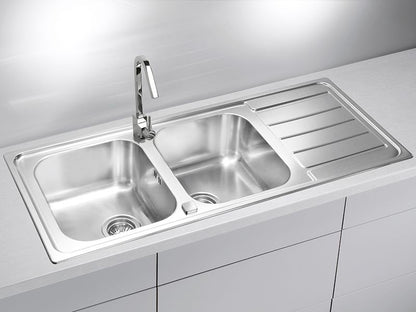 Alveus, Line 100, Stainless Steel, 2 bowl, Inset, 1160x500x150mm (1149124N)